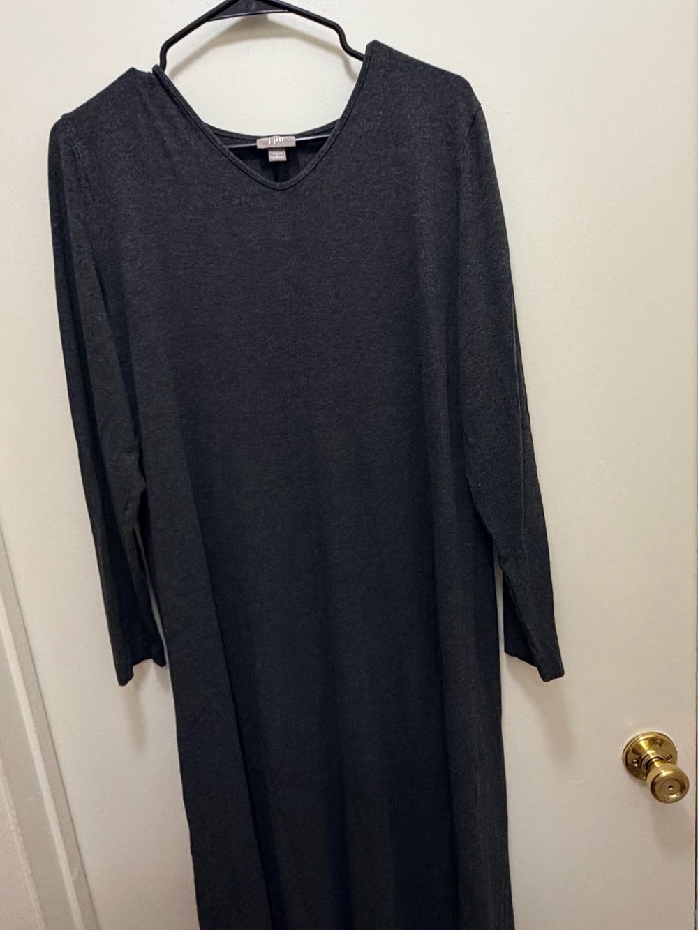 J. Jill Long Sleeve Black V-Neck Maxi Dress